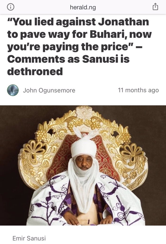 7. To spite Goodluck Ebele Jonathan, they introduced the missing NNPC $20 billion Crude Sales money. They used the LIAR, the now dethroned Emir of Kano, Sanusi Lamido II, & dragged NOI in the mud. SLS kept singing missing $20 billion. Today, Ganduje has come out with the truth.