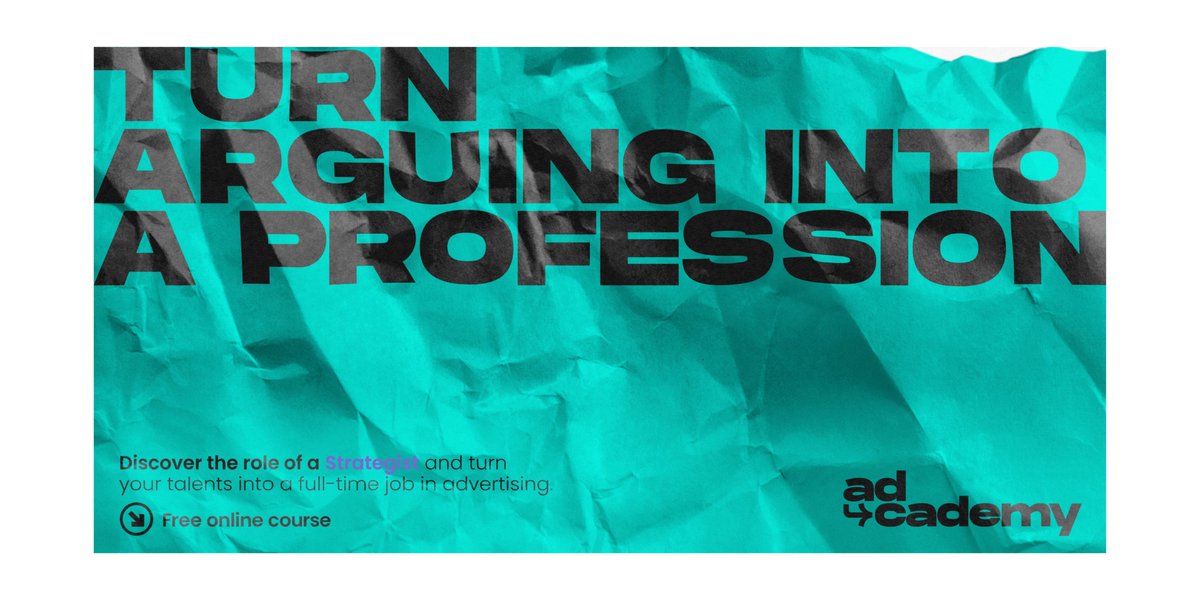 Discover the role of a #strategist and turn your talents into a full-time job in advertising. We are now LIVE so you can sign up now to our free 8-week #online #course, led by experts in the #industry! See more at theadcademy.org