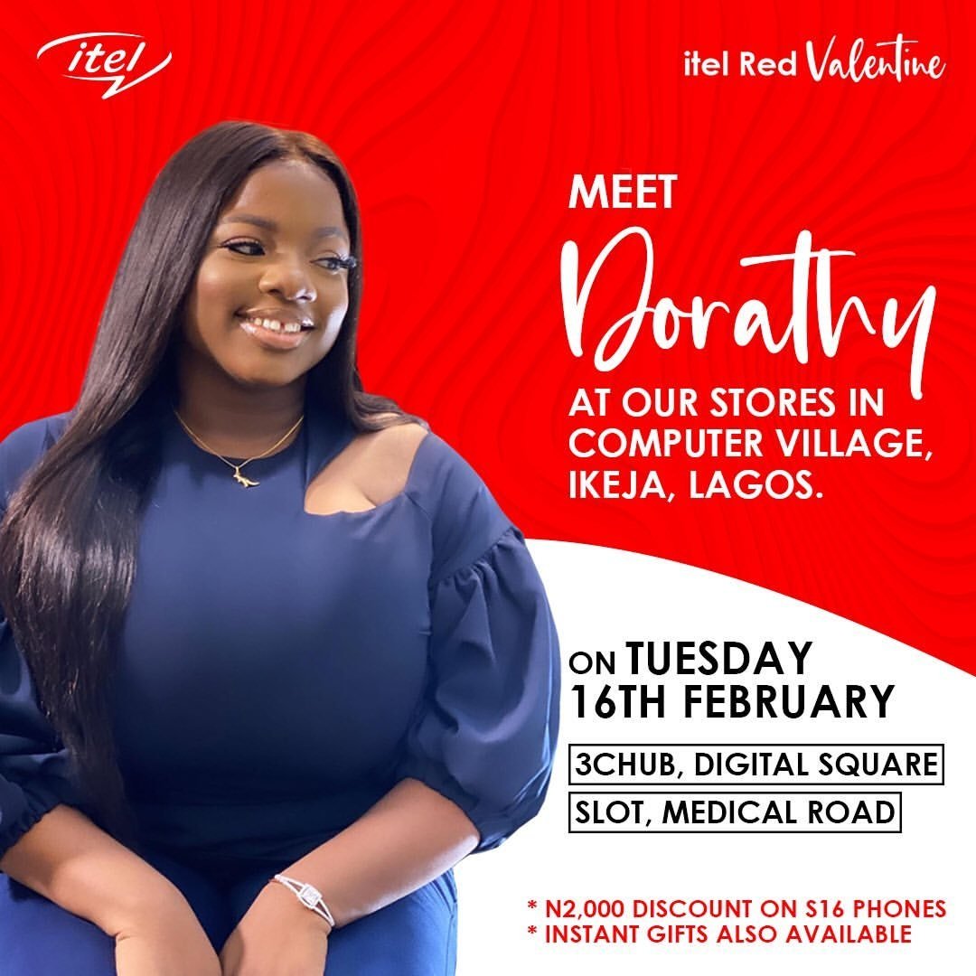 DExploras 100 DORATHY X ITEL with the hashtag
#itelXDorathyInLagos shall we? 🤲🏼