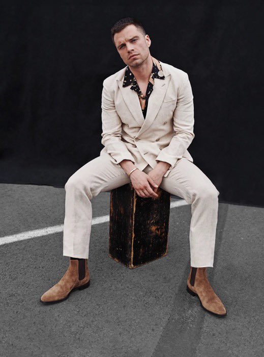 sebastian stan sitting with his legs open, a very needed thread 