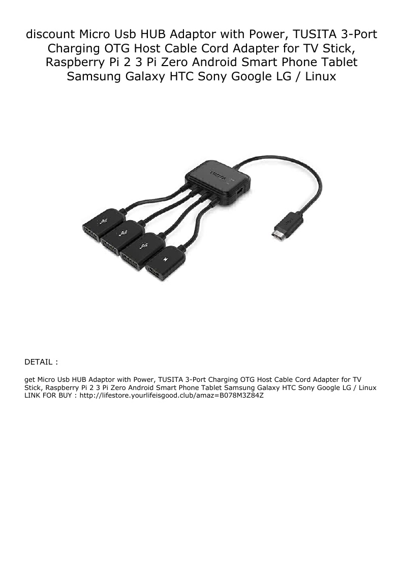 discount Micro Usb HUB Adaptor with Power, TUSITA 3Port Charging