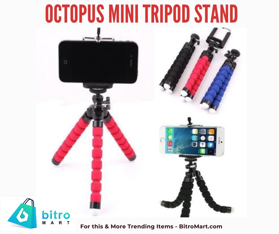bitromart's tweet photo. Who doesn't want a portable and lightweight mini tripod that allows them to use their mobile or camera with great flexibility?
You can virtually fix it and wrap it around anything you can see. Now capture any photo or recording with your mobile or camera, from any angle 📲📷 https://t.co/i0W04CieKu