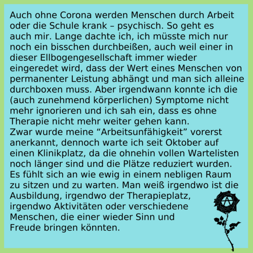 SchwarzeRoseFAU's tweet photo. #CoronaFrust entsteht auch, wenn Auszubildende ihren Abschluss nicht machen können, weil sie trotz Erkrankung aufgrund des zunehmenden Plätzemangels in Kliniken keine Hilfe bekommen. https://t.co/54qH3hTDJ3