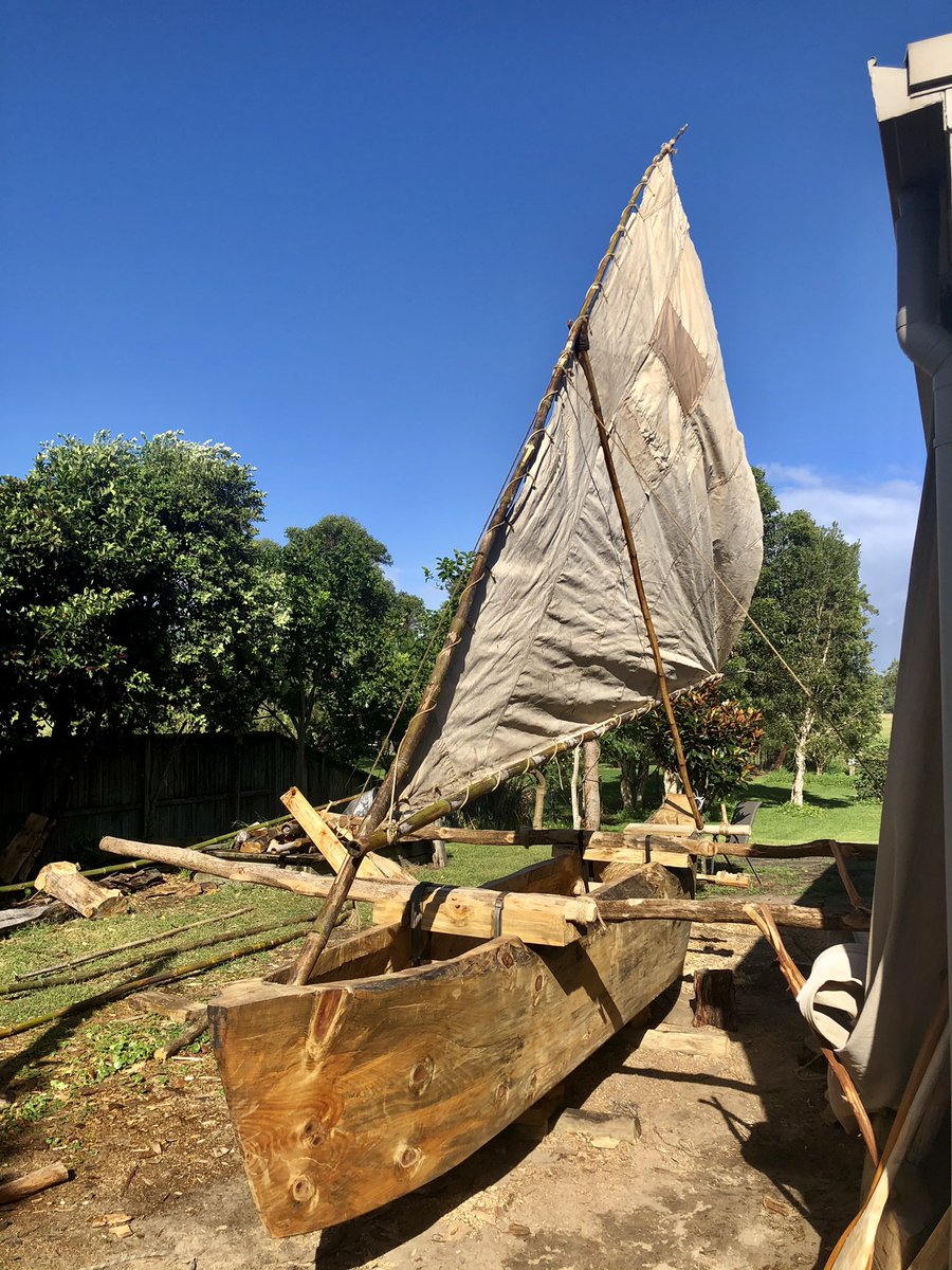 I attached the sail for the first time today! #dugoutcanoe #canoe #bushcrafting #handmadeinaustralia #handcrafted #outdoorsurvival #onlyinaustralia #bamboocraft #crabclawsail