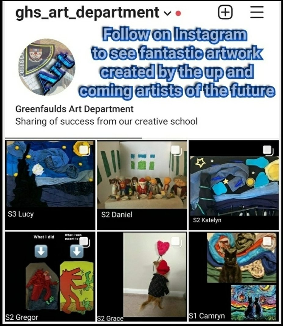 Please follow our new GHS Art Department Instagram page😊 @ghs_art_department
