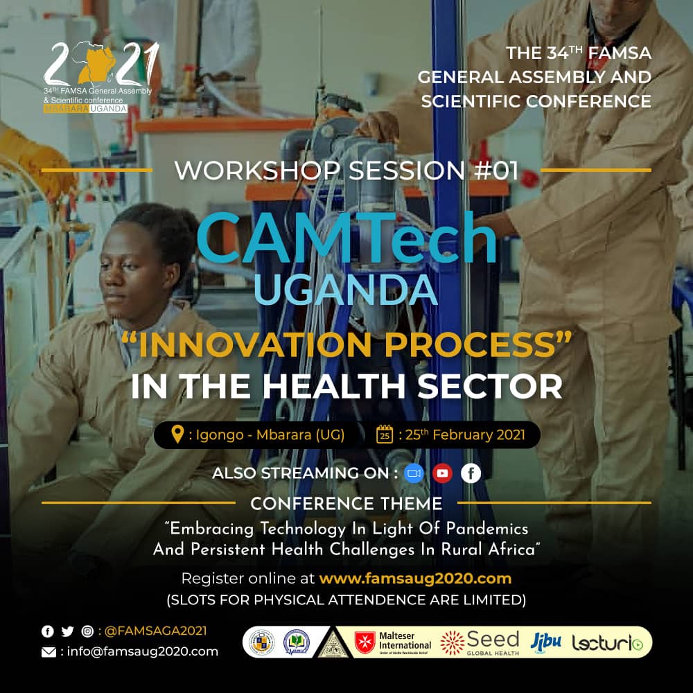 🕹️We live in a digital era one where technology is part and parcel of our day to day life.

🕹️As a part of our theme (“Embracing Technology”), Join CAMTech Uganda On Day 1 of the FAMSA GA as we learn how to develop and propagate ideas into practice.
#Tech4Health 
#34FAMSAGA
