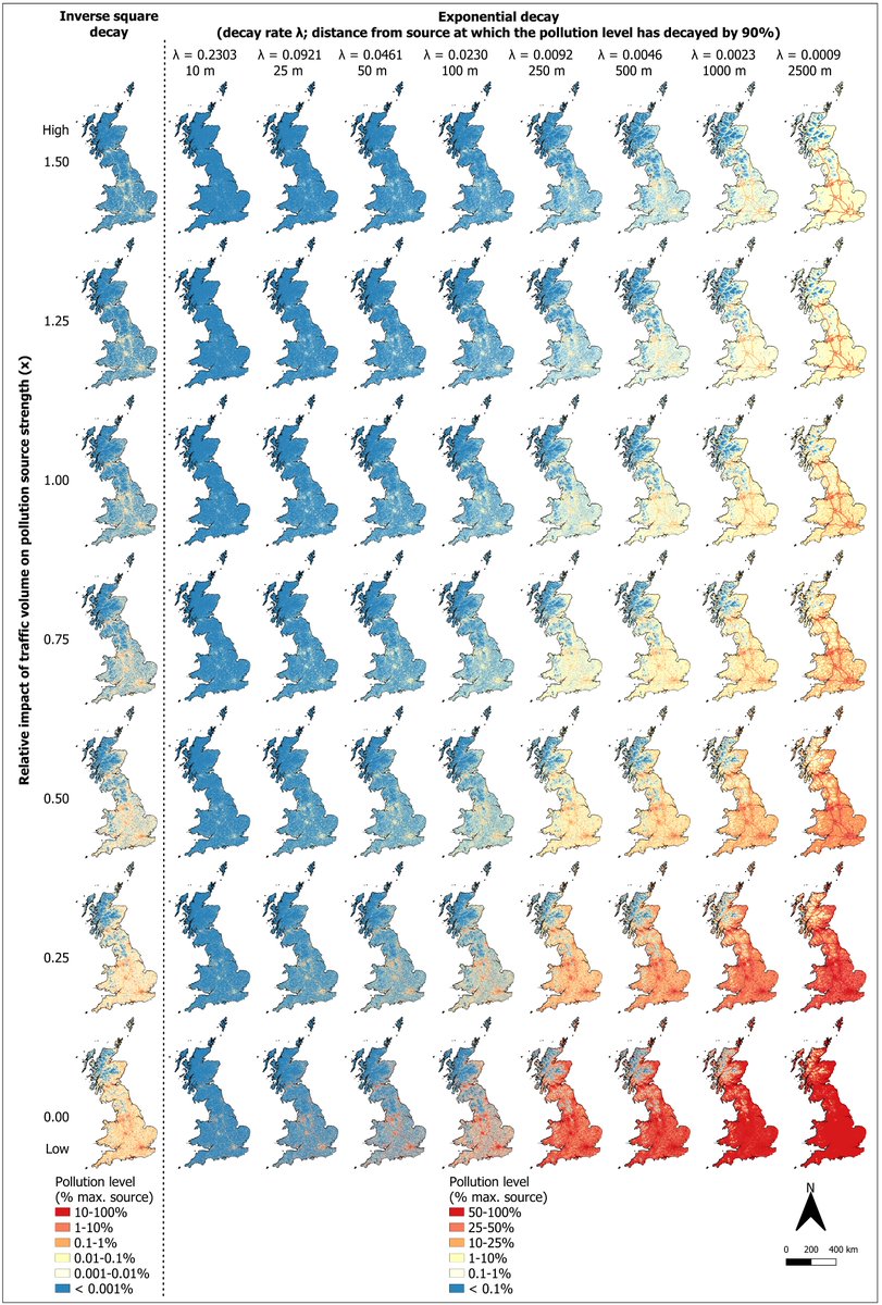 Unfortunately, data are lacking for most pollutants & we had to make assumptions to fill gaps even for those mentioned above.So we generalised our findings to show how the characteristics of a form of pollution affects it's spatial distribution.