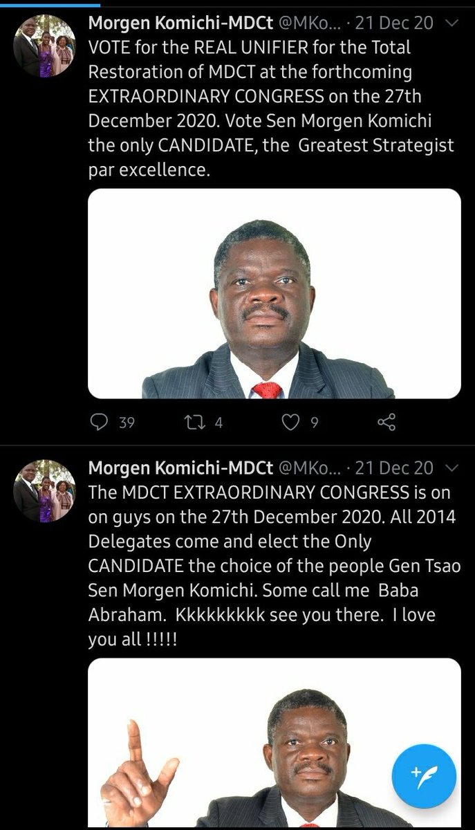 3] Towards the MDC-T EOC, only he was convinced he was some "dark horse".Remember him claiming "Tsvangirai amuka"?Remember his determined campaign, & the claim he was "receiving phone calls from thousands of delegates all over the country" yet in the end he only got 9 votes?