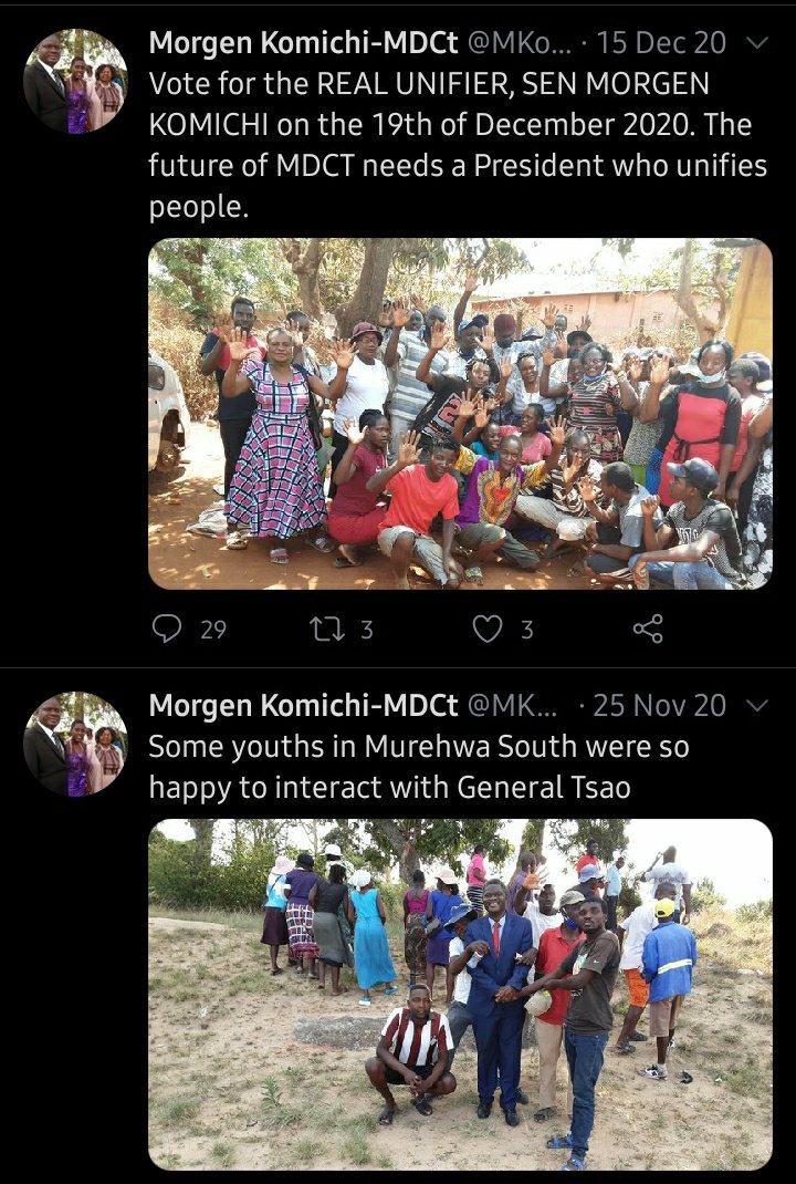 3] Towards the MDC-T EOC, only he was convinced he was some "dark horse".Remember him claiming "Tsvangirai amuka"?Remember his determined campaign, & the claim he was "receiving phone calls from thousands of delegates all over the country" yet in the end he only got 9 votes?