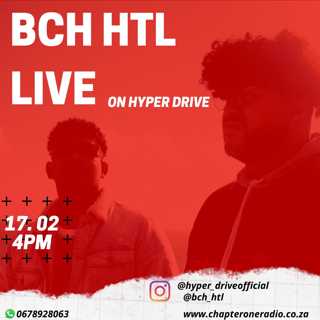 Catch @bch_htl on @hyper_driveofficial tomorrow at 4pm!!!

chapteroneradio.co.za

Whatsapp 0678928063

"Online Radio at its BEST"