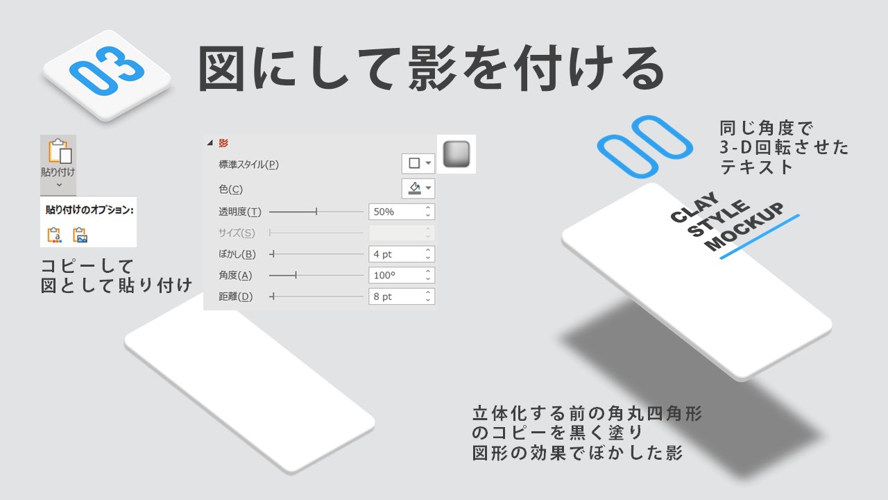 ネスコプラズム En Twitter Powerpointで スマホのモックアップによく使われてるクレイスタイル 3 D書式だけでは クレイスタイルののっぺりした感じが難しかったので フラットにした立体を図にして影を付け直してます Powerpoint