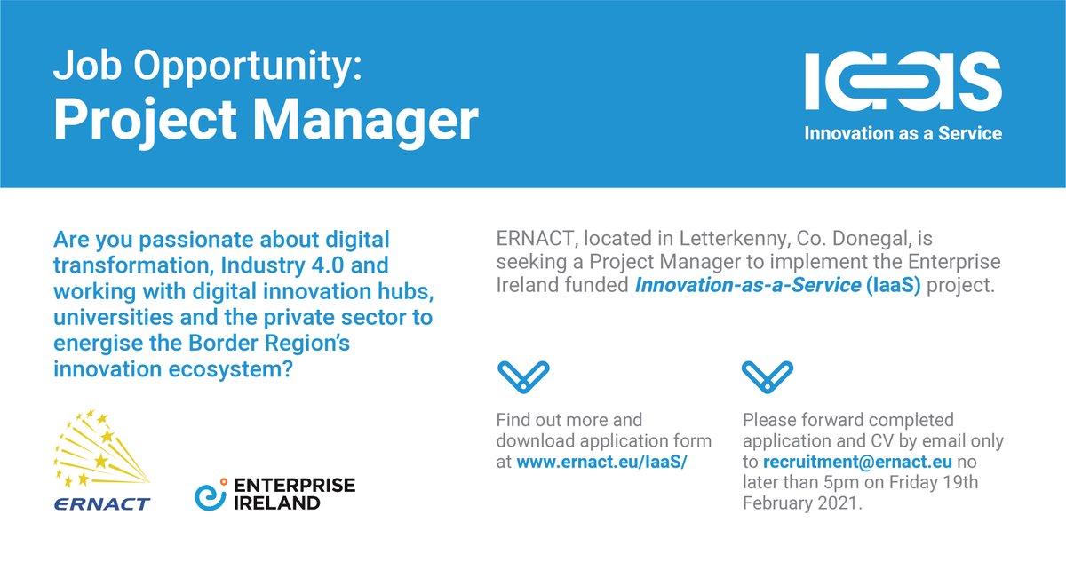 DonegalDigital's tweet image. #Jobopportunity with @Entirl and @ERNACT in #Donegal! Hurry up! They are accepting CVs until Friday! All the details here 👉 ernact.eu/jobOpportunity…