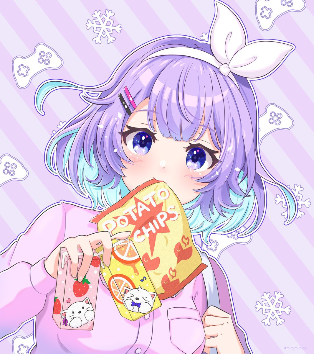 「【㊗️#ヌンボラ新衣装】かわいくて、つよい!

#Bora_art ❄️💜 
」|むぎちゃのイラスト