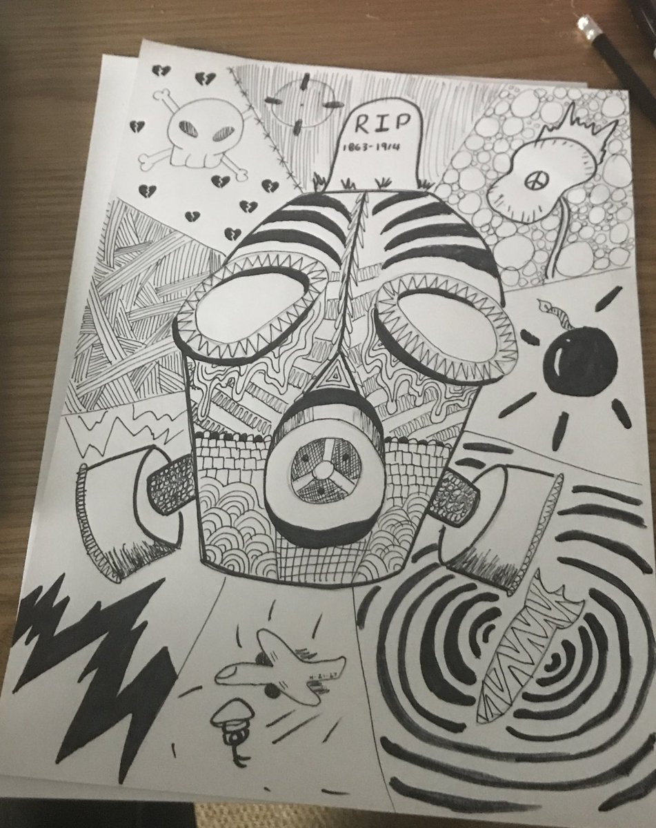 K_L_Herbert's tweet photo. Half term marking and you come across these beauties by Year 9 @OakNational #year9art @CbaCreative https://t.co/NrToGDLALl