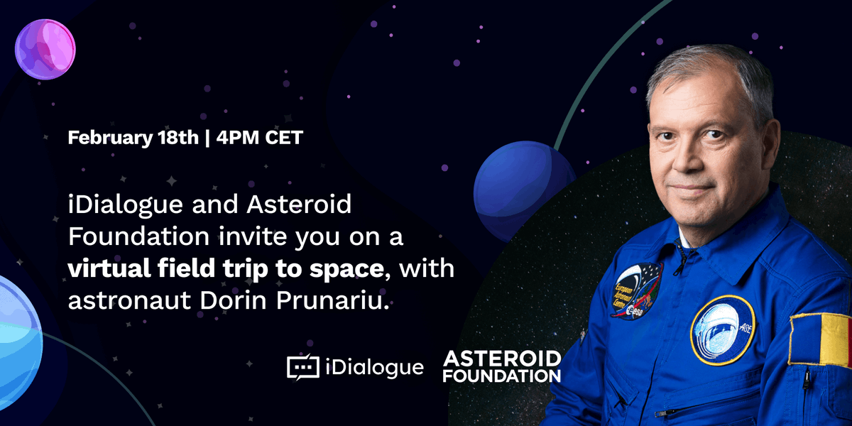 18th February, we invite you to join a Power Hour with astronaut Dorin Prunariu! ✨🚀 He will share his experience of going into space with students from all over the globe. You will be able to ask questions and talk to the astronaut. idialogue.com/blog/detailed/…
#k12 #STEM #sel