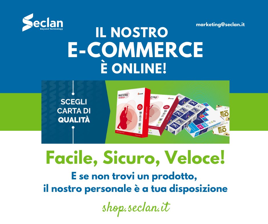 SeclanSrl's tweet photo. IL NOSTRO NUOVO E-COMMERCE E' ONLINE! Facile, veloce e sicuro, sullo shop potrai acquistare: carta, toner e consumabili, stampanti e stampanti multifunzione. Clicca qui per scoprirlo: https://t.co/9LXgDWUkY1
#ecommerceseclan #shopseclan #consumabili #acquistocarta https://t.co/uGwTR7XEpX