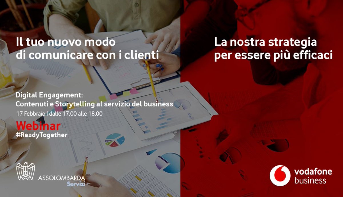 Come costruire e mantenere viva la relazione con i clienti e gli stakeholder? Dall’ascolto alla scelta dei contenuti fino all'individuazione degli strumenti che meglio si prestano a instaurare la #comunicazione. <a href="/VodafoneBiz/">Vodafone Business</a> 

Domani vodafone.it/portal/Aziende…