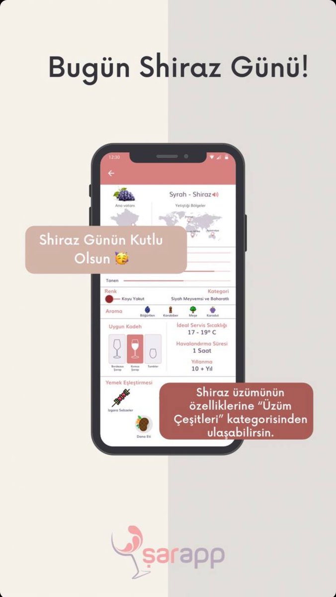 Shiraz günün kutlu olsun! 🥳 🍷 🍇 Shiraz üzümünün özelliklerine ''Üzüm Çeşitleri'' kategorisinden ulaşabilirsin! #Shiraz #ShirazDay #Şarap #KırmızıŞarap #🍷 #🍇 sarapp.co/uzum-cesitleri/ l.ead.me/bbs3P9