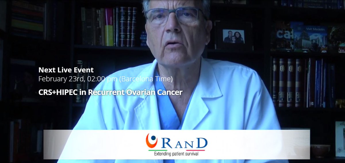 RanD Spa (@rand_spa) on Twitter photo *** NEW EVENT ***
Second live event AIS Channel- RanD on
#CRS+#HIPEC in recurrent ovarian cancer
on 23rd of February 2021 2 PM (CET time)
Register at aischannel.com
<a href="/AISChannel/">AIS Channel</a>
<a href="/PedroBarriosPhD/">Pedro Barrios</a>
<a href="/IsabelRamosMD/">Isabel Ramos</a>
@dr_oriol
<a href="/domenico_sabia/">Domenico Sabia</a>
<a href="/SPeritoneum/">SoMe4Peritoneum</a>
<a href="/LanaBijelicMD/">Lana Bijelic</a> *** NEW EVENT ***
Second live event AIS Channel- RanD on
#CRS+#HIPEC in recurrent ovarian cancer
on 23rd of February 2021 2 PM (CET time)
Register at aischannel.com
<a href="/AISChannel/">AIS Channel</a>
<a href="/PedroBarriosPhD/">Pedro Barrios</a>
<a href="/IsabelRamosMD/">Isabel Ramos</a>
@dr_oriol
<a href="/domenico_sabia/">Domenico Sabia</a>
<a href="/SPeritoneum/">SoMe4Peritoneum</a>
<a href="/LanaBijelicMD/">Lana Bijelic</a>