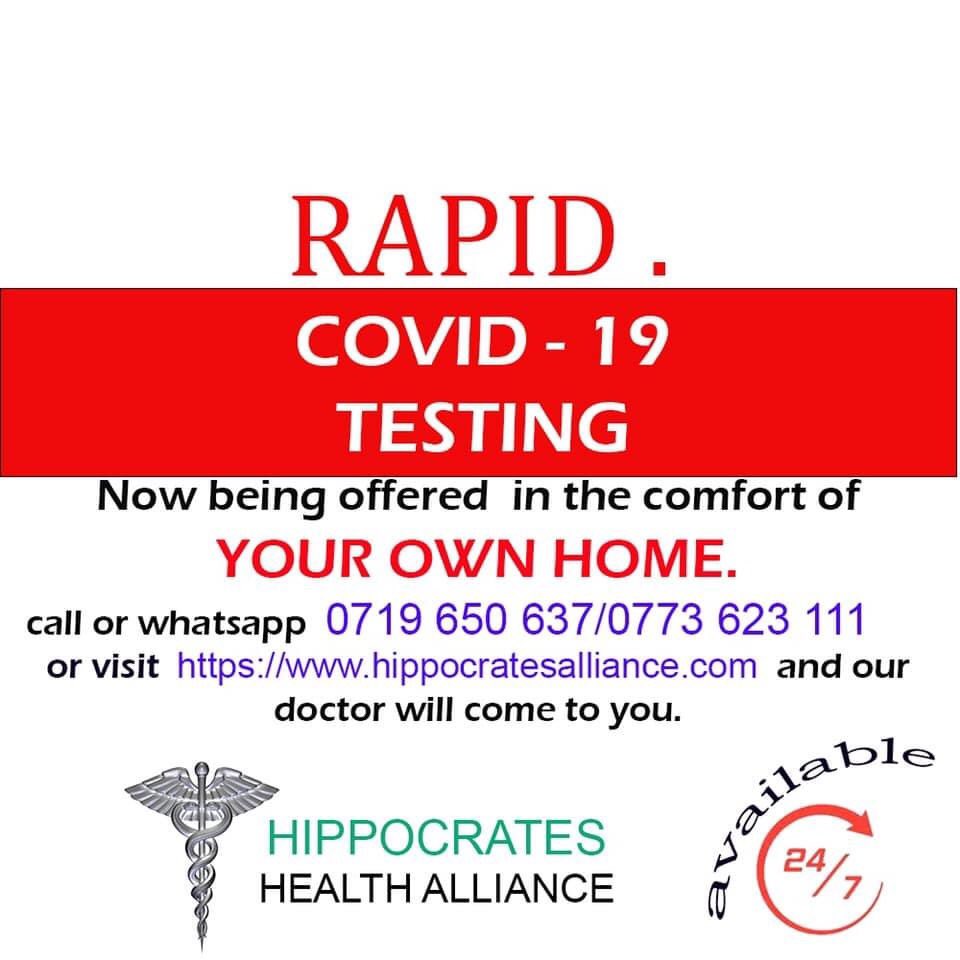 HHealthalliance's tweet photo. Reminder to GET TESTED and keep yourself and your loved ones safe before re-opening you place of business

Visit our website https://t.co/d1EfpN6sqy or call/whatsapp 0719650637 for more info and BOOKING. on our #COVID19 testing https://t.co/Wf9HH9ckMt