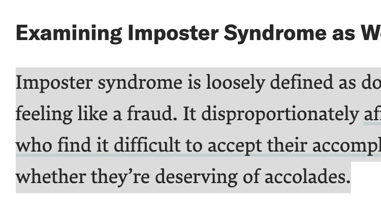 If this quote makes you uncomfortable examine why you blame yourself &amp; have a label of fraudulence. 

When did you experience persistent microaggression like bias, exclusion, assumptions &amp; stereotypes?

Work out who *really* failed you.

hbr.org/2021/02/stop-t…