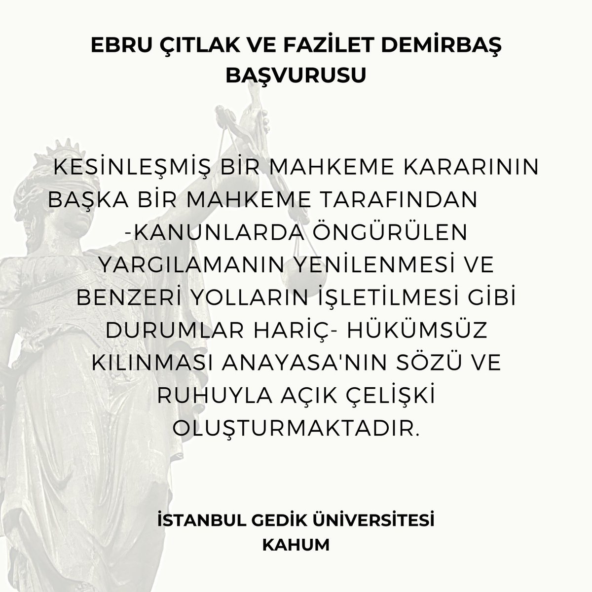 Kararın Linki :  resmigazete.gov.tr/eskiler/2021/0…

#resmigazete #resmigazetedebugün #karşılaştırmalıhukukmerkezi #kahum #istanbulgediküniversitesi #gedikhukuk #bireyselbaşvuru #icrahukuku #kararlarınicrasıhakkı