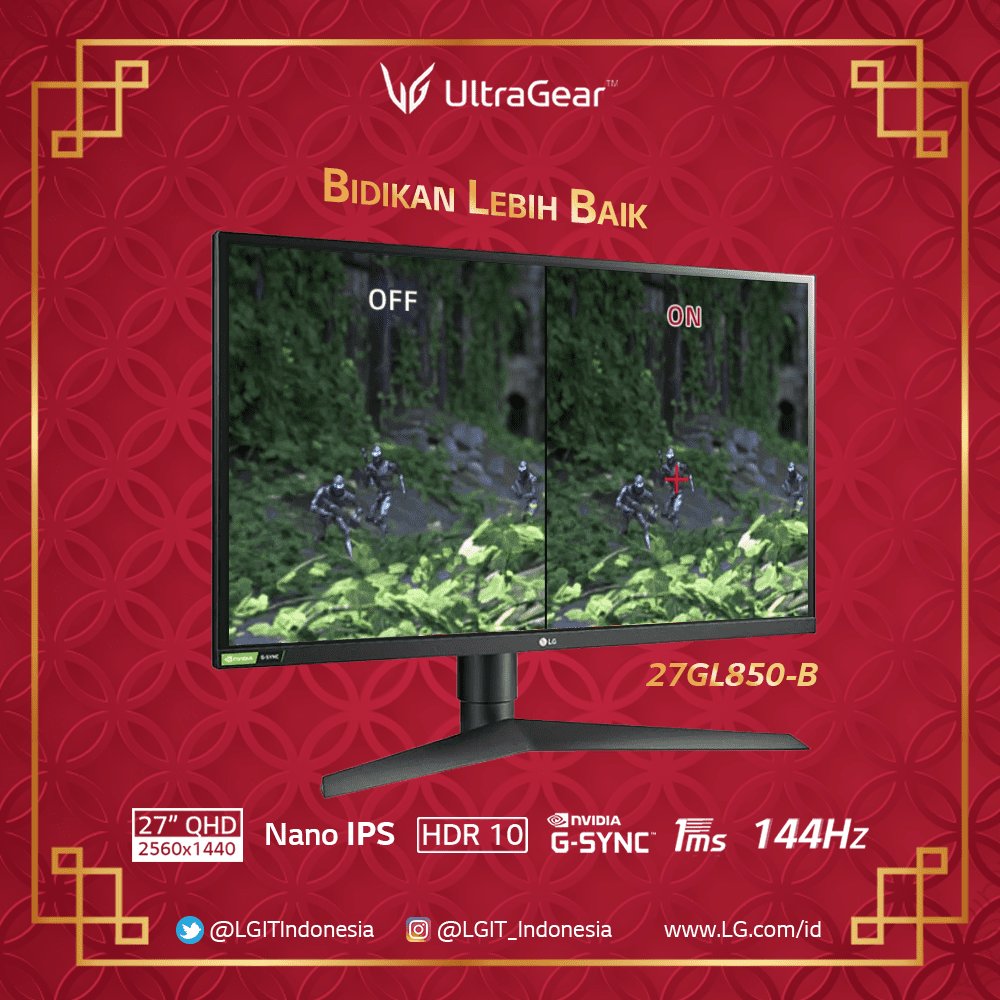 lgeindonesia's tweet photo. #LGUltraGearMonitor #27GL850-B yang dilengkapi fitur bidikan lebih baik ini benar-benar membantu Anda saat pertempuran berlangsung. Titik target telah ditetapkan di tengah demi menambah akurasi tembakan. https://t.co/ctOkyLq6kA
#LGMonitor #LGUltraGearGamingMonitor https://t.co/WPE8amti8r