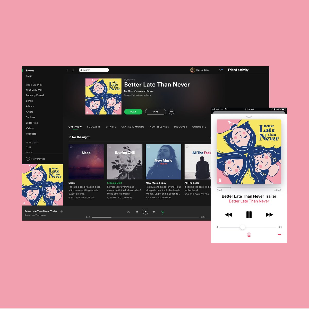 fusemanchester's tweet photo. 🔥 Cassie Lien • #fusetakeover
Better Late Than Never podcast is a passion project I’ve been working on with two other design students, Alice Chen (https://t.co/QrS0xvEDT4) and Tanya Dare (https://t.co/4fTLCaYCOU), who I collaborated with in creating the brand identity. https://t.co/7maB1YM0P7