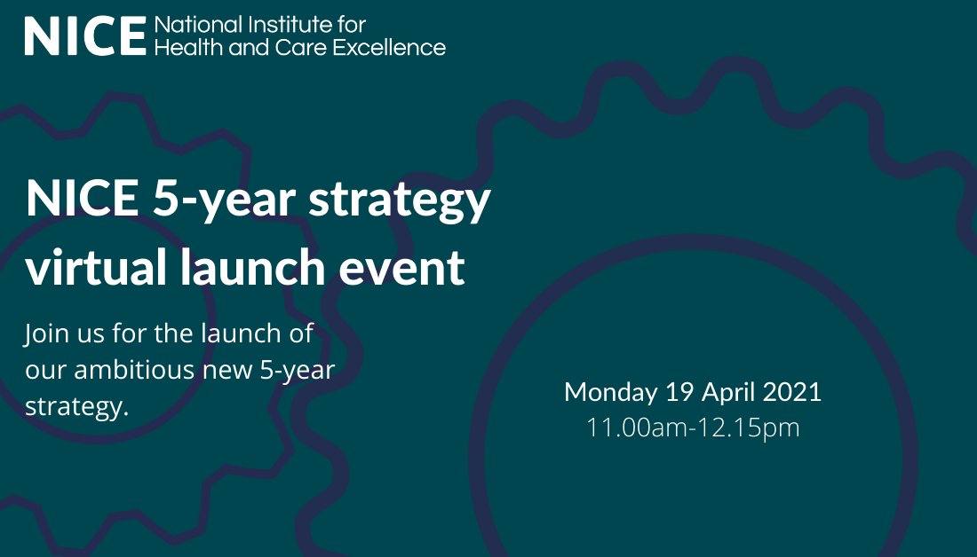 We’re embarking on a new era at NICE by launching our 5-year strategy, join us 19 April, 11am to hear how we’re planning to address the opportunities and challenges of our changing health and care landscape. Register for the launch event: bit.ly/NICE5yrStrategy #NICE5YS