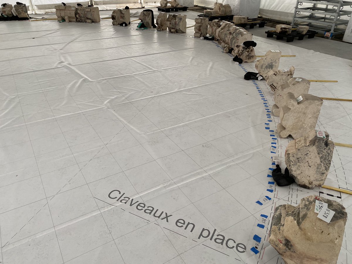 A Belgian-American architect Andrew Tallon made detailed plans of Notre Dame in 2010. This is the result of some of his work: architects map out parts of the cathedral, with stone retrieved from the floor. This is a medieval arch from the nave being pieced together