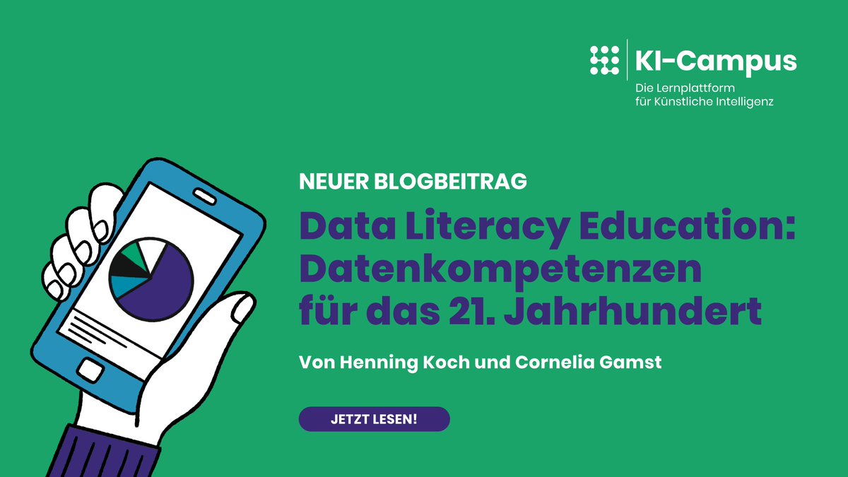 KICampus's tweet photo. Data Literacy ist eine Schlüsselkompetenz und Grundlage für den mündigen Umgang mit #KI. Warum werden #Datenkompetenzen immer wichtiger? Welche Lernangebote empfehlen wir?

Mehr dazu in unserem neuen Blogbeitrag!
➡️https://t.co/dGZS89EjMc

#KICampus #TwitterCampus #DataLiteracy https://t.co/xpTcid4JHI
