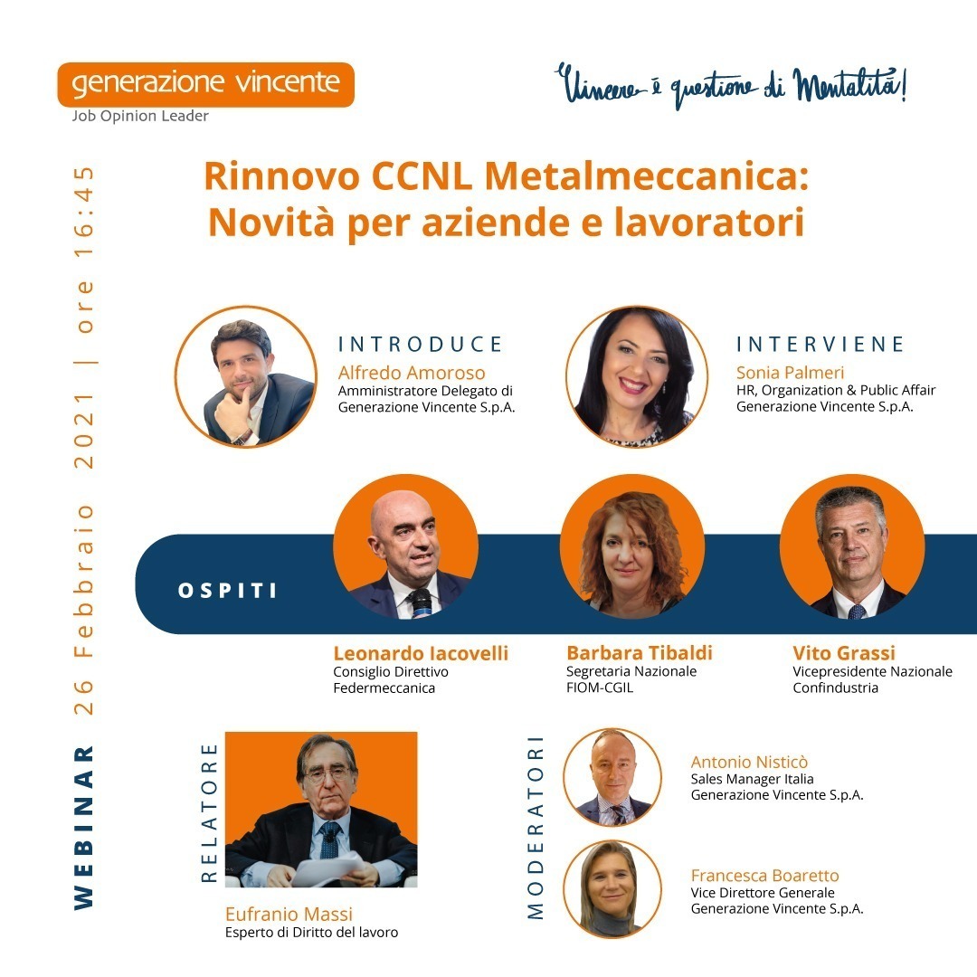 ✒️ 𝗜𝘀𝗰𝗿𝗶𝘃𝗶𝘁𝗶 𝗮𝗹 𝘄𝗲𝗯𝗶𝗻𝗮𝗿: bit.ly/JOL_weinar_26-…
Dopo 15 mesi di trattive e uno sciopero generale di categoria, è stato trovato l'accordo per rinnovare il #CCNL #metalmeccanica, ne parleremo durante il #webinar con i nostri ospiti