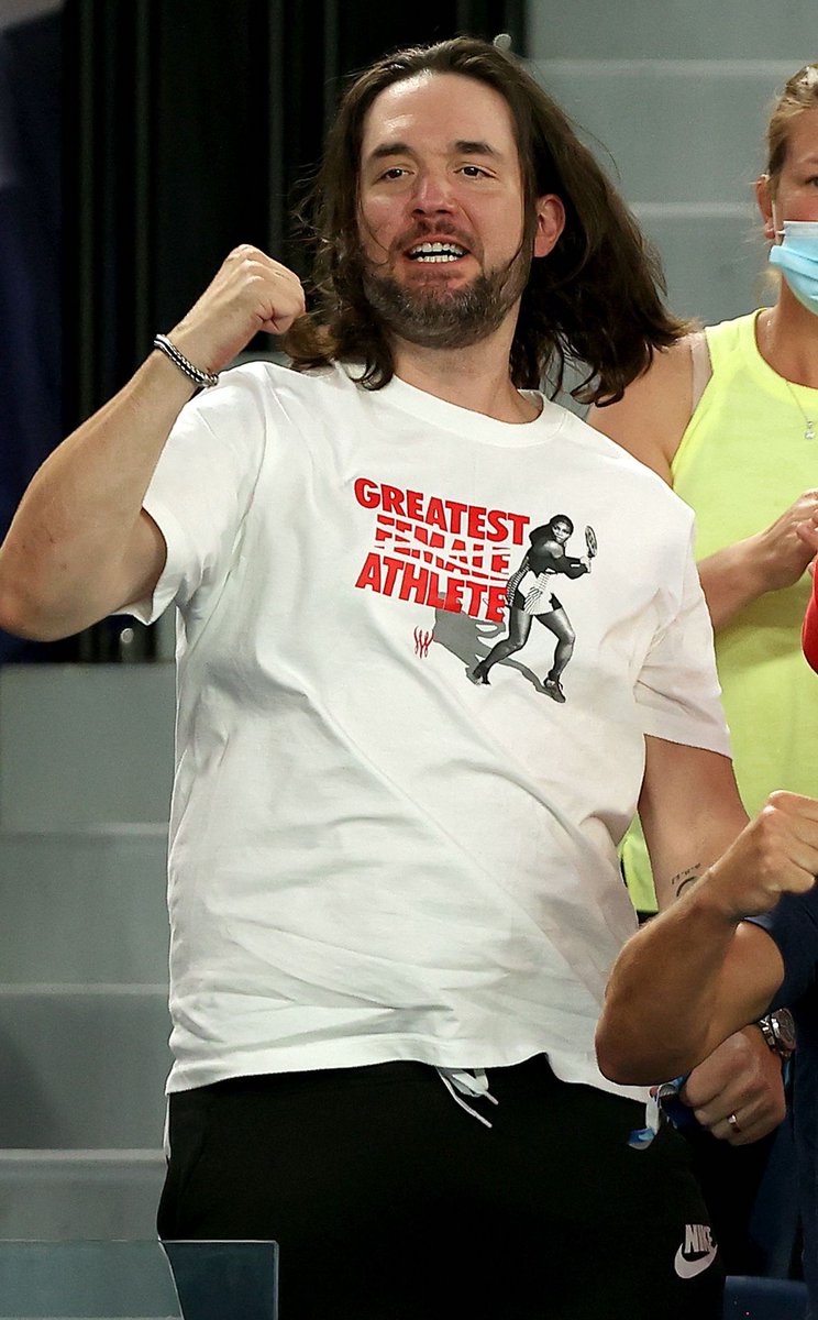 BleacherReport's tweet image. Greatest f̶e̶m̶a̶l̶e̶ athlete

Serena Williams’ husband Alexis Ohanian's shirt at the Australian Open 🐐