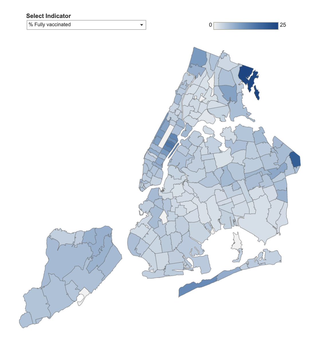 BREAKING: NYC releases, for first time, data on vax rates by zip code. In wealthy, whiter areas, 16% of adults have been fully vax'd. In low-income neighbs of color, as low as 2%. Map on left is covid fatality rate. On right is vax rate. This is upside down. It can not stand.