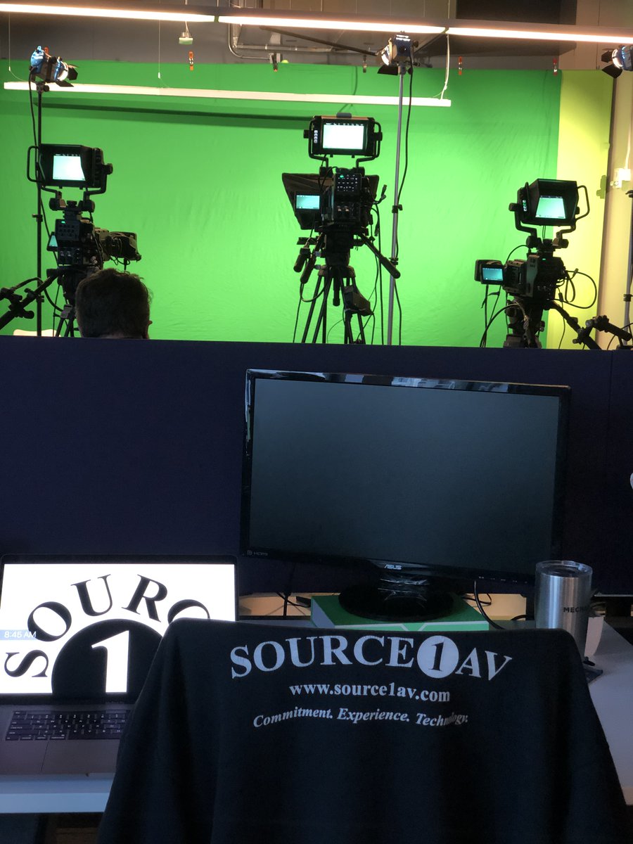 Source1AV's tweet image. Three camera green screen shoot. Time to get editing! Ask me how we can support your virtual event. Msg anytime! #corporateevents #cmp #avtweeps #virtualmeeting #meetings #events #hybridmeetings #livestream #webcast  #boston #camera #teleprompter #green #greenscreen #videoediting