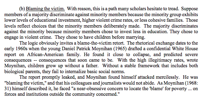 And here's an article where Ramseyer approvingly cites the Moynihan Report blaming African Americans for their own poverty to claim that Zainichi Koreans deserve to be discriminated against since they deliberately choose to be uneducated criminals. https://papers.ssrn.com/sol3/papers.cfm?abstract_id=3703140