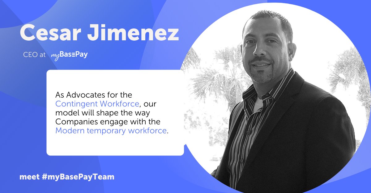 Meet Cesar Jimenez, CEO at myBasePay.

Cesar is an innovator in the #ContingentWorkforce industry having been recognized with a multitude of awards for sales growth and client retention by staffing industry leadership. 

Learn more at: mybasepay.com