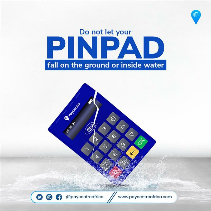 paycentreafrica's tweet photo. Dear Partners, keeping your device on a wet surface or allowing it to fall to the ground or inside water can cause external or internal damage. Always handle your device with care while it's being used.
#PCDevice #AgencyBanking #PayCentreAfrica https://t.co/SJmgcloDLz