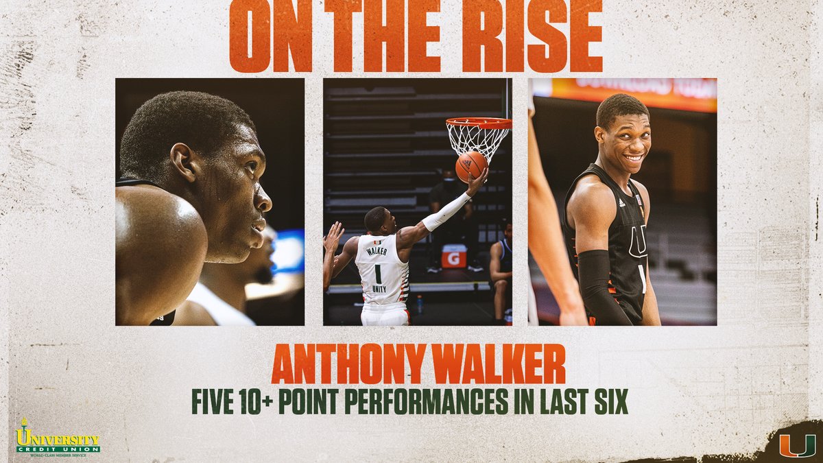 '19-20: 1️⃣ game in double figures
'20-21: 8️⃣ games in double figures (incl. 5 of last 6)

It's all coming together for Anthony Walker as we take a look at the numbers presented by University Credit Union.