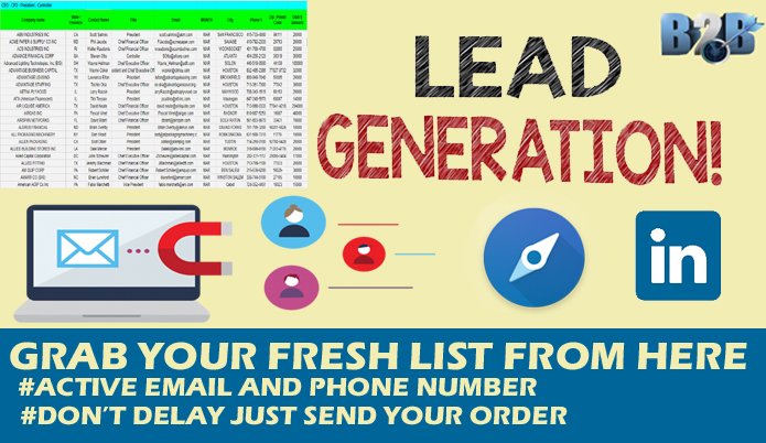 Upwork: upwork.com/freelancers/~0…
Fiverr gig: fiverr.com/share/KkRDGW

#b2bleadgeneration #leadgeneration #linkedinleadgeneration #listbuilding #emaillist #emailmarketing #emailcampaign #webresearch #datascraping #dataentry #datamining #salesnavigator #prospectlist #Contactlist