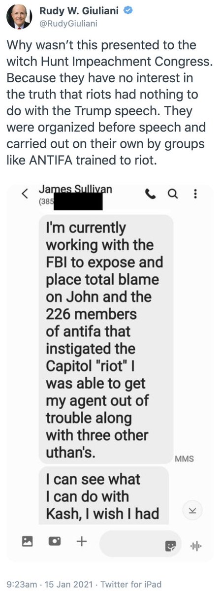 One other thing it doesn't include is Rudy G's texts from proud boy affiliate James Sullivan about blaming the entire riot on Antifa.
