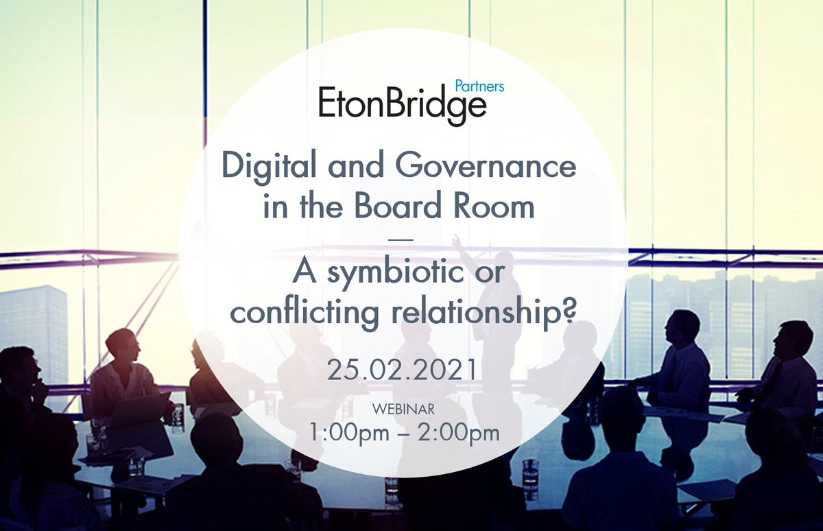 RashmiDube's tweet image. Delighted to be asked to be part of the panel speakers with @timhip and Guy Magrath for Eton Bridge partners talking about the board room- Governance and Digital Transformation.  Do you think digital representation on the board is required ? Leave a comment below &amp;amp; DM to attend