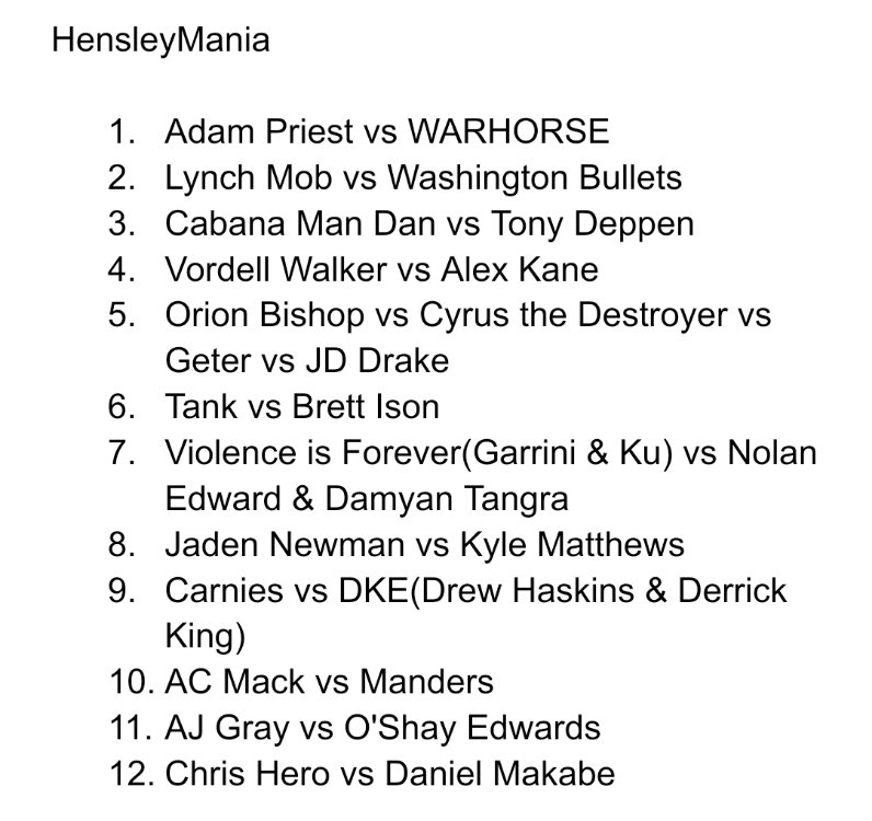 ScottCHensley's tweet photo. HensleyMania would be running wild, brother!

Here's a fantasy booked card of guys I've worked with. https://t.co/IuFVwqmNqk