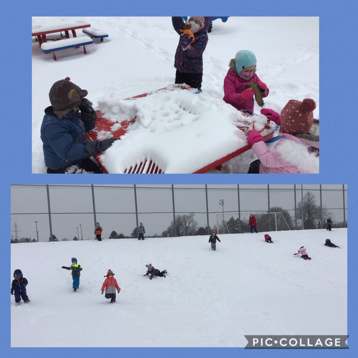 room_205's tweet photo. Back to school and enjoying playing with our friends in lots of ❄️snow! 😷 #lotstotalk #facetofacetime #dressedfortheweather #outdoorstostartourday https://t.co/4czR2h4WI2