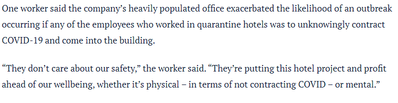 This is probably true but this is a problem with Healthcare Australia that Worksafe Victoria will deal with. This is NOT a matter for the Victorian Government. The lockdown rules have been set, if Healthcare Australia is in breach that is also a matter for the Police!