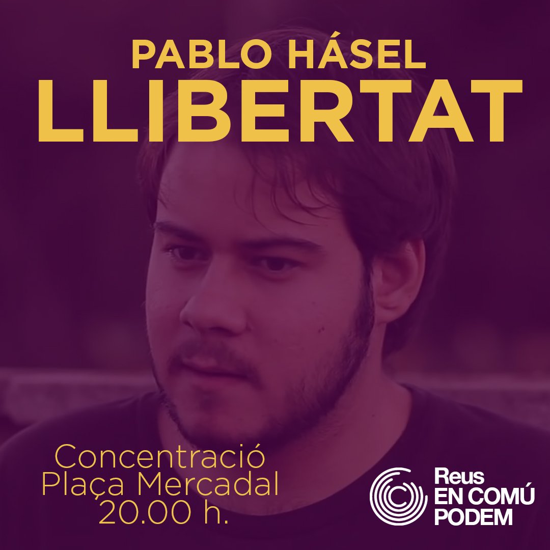 Avui, com sempre, estarem al costat de la defensa de la llibertat, i en contra de la represió. #LlibertatPabloHasel