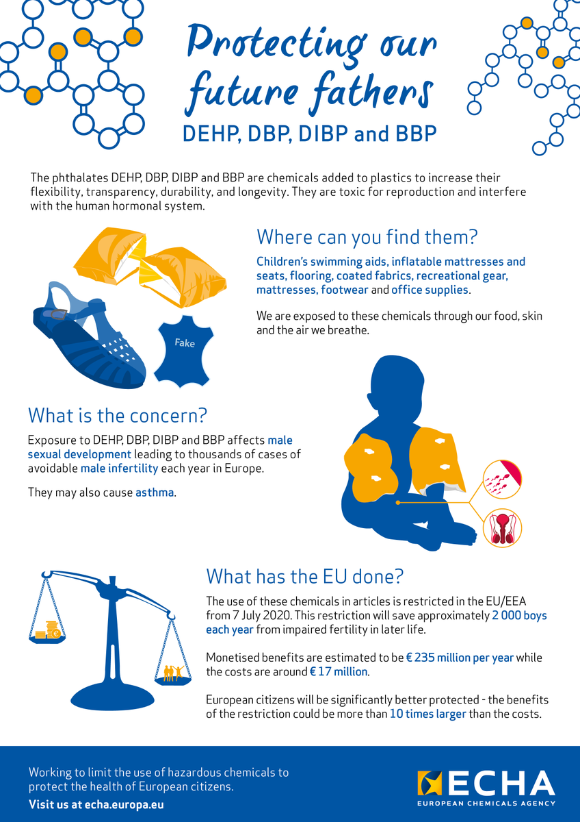 (2/3) Each year, millions of consumersand workers benefit from reduced exposure to hazardous chemicals. EU-wide restrictions help reduce risks of serious illnesses, e.g.  #cancers, disorders of sexual development, asthma and skin allergies. #SaferChemicals  #EUProtects