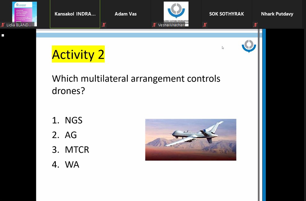 WCO_OMD's tweet image. The #STCE Programme is delivering a virtual training for Cambodia Customs this week. The #WCOSecurityProgramme enhances national #customs role in fighting against #IllicitTrafficking of WMDs and related items.