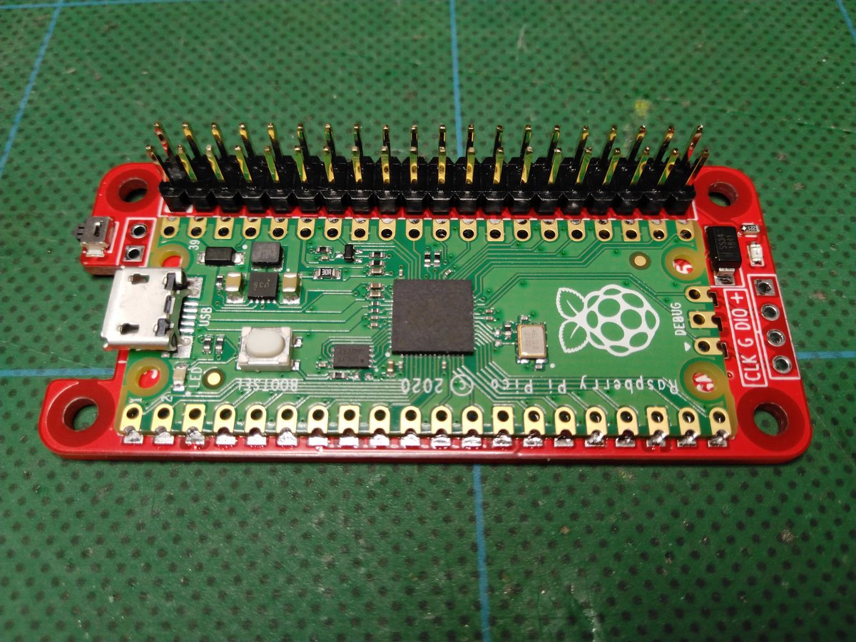 NeilRedRobotics's tweet image. I made a #raspberrypipico to Zero adaptor board so I could test the Pico with my motor control boards. The Pico can be surface mounted or used with header pins. It also has a power LED, battery input pin with protection diode and of course a Reset switch!
