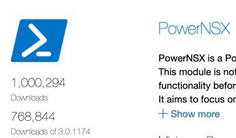 Good work fellas <a href="/nbradford/">Nick Bradford</a> <a href="/pandom_/">Anthony Burke</a> , today was the day that @PowerNSXv reached over 1 million downloads on PowerShell Gallery. @vmwarensx <a href="/VMware/">VMware</a>